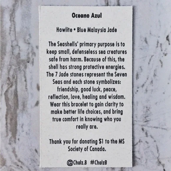 Howlite & Blue Jade Sea Shell Beaded Bracelet with Meaning Card - Picture 4 of 5